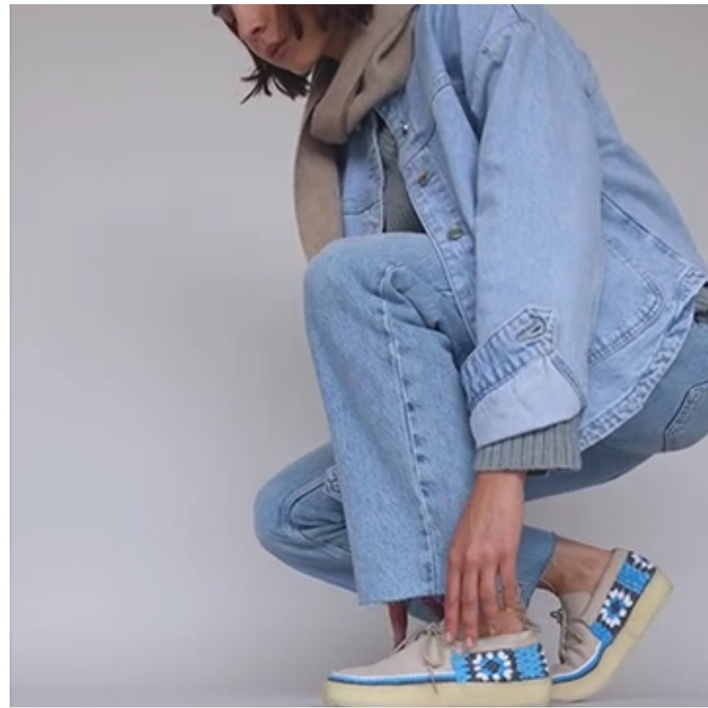 Free People NEW LaidBack London Komo Crochet Moccasin Sand Blue Multi 🌈 - Picture 8 of 11